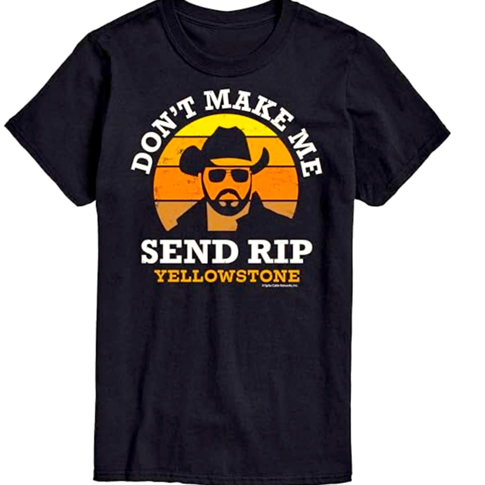 Black Yellowstone Rip T-shirt. Comes in size small through 6xl